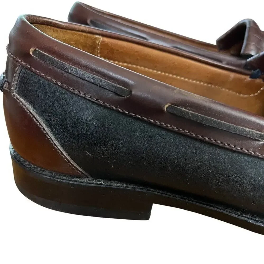 Johnston & Murphy Kiltie Tassle Loafers Black Brown Slip On Mens Shoes 9.5 N